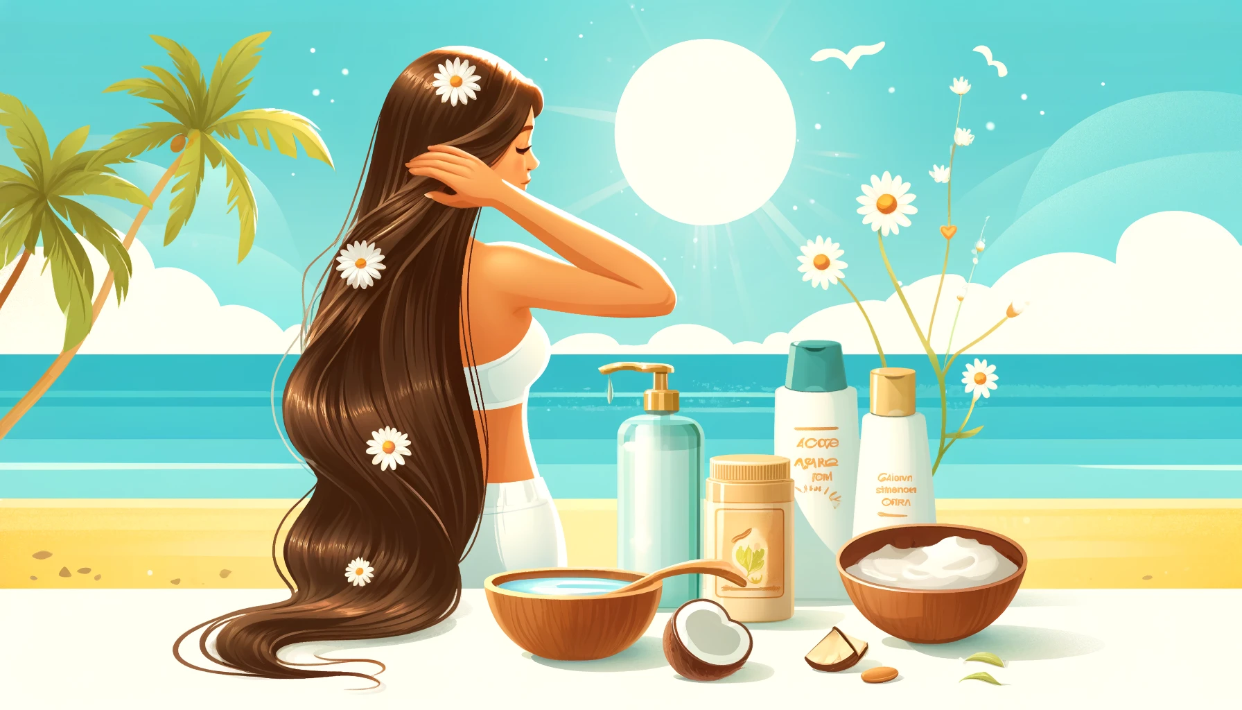 Les astuces pour garder ses cheveux hydratés et protégés du soleil avec des produits naturels.
